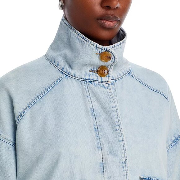 Blank NYC Button Faded Distressed Denim Jacket with Roll Tab Sleeves NWT - Picture 11 of 12